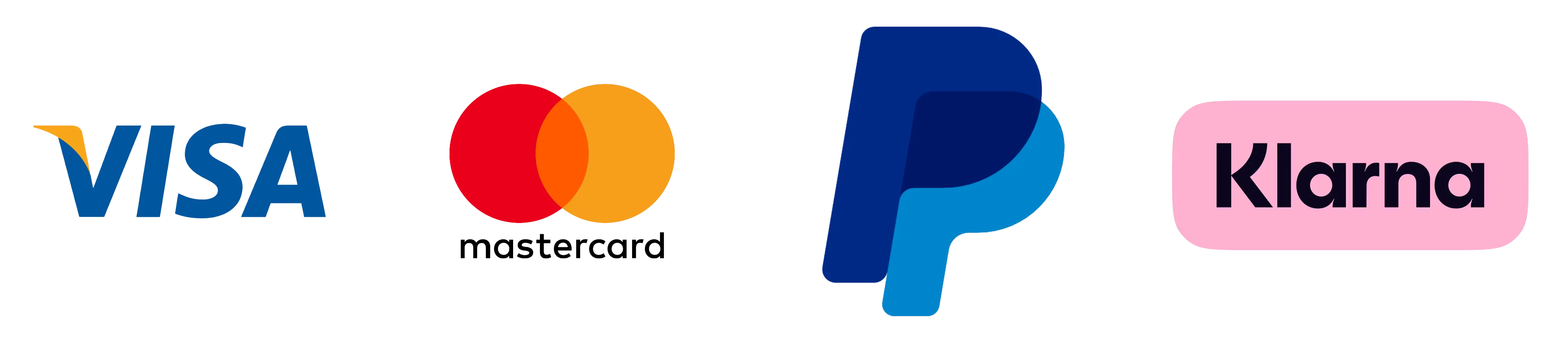 Säkra betalningar: Visa, Mastercard, PayPal, Klarna